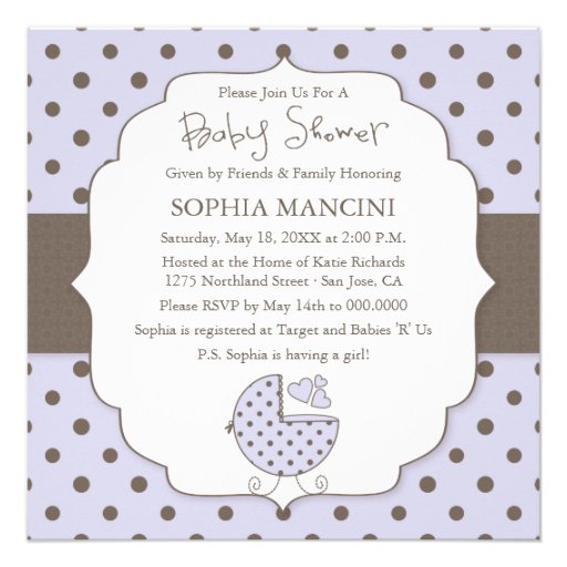 Cute Polka Dots Modern Baby Shower Invitation