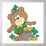 cute pot of gold irish st paddy boy teddy bear posters