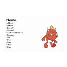 cute pouting fire fang monster business card templates
