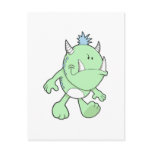 cute pouting green fang monster postcards