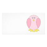 Cute Pretty Pink Bird Cartoon. Custom photo cards