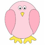Cute Pretty Pink Bird Cartoon. Photo Cutouts