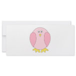 Cute Pretty Pink Bird Cartoon. Full Color Rack Card