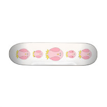 Cute Pretty Pink Bird Cartoon. Skateboard Deck