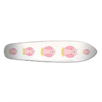 Cute Pretty Pink Bird Cartoon. Skateboard Deck