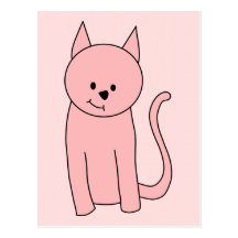 Cute Pretty Pink Cat Post Cards