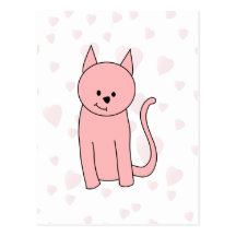 Cute Pretty Pink Cat Post Cards