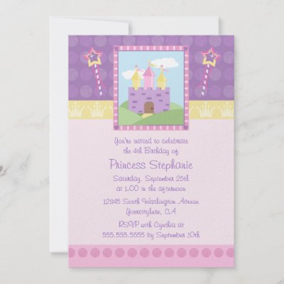 Cute princess party castle birthday invitation by Jamene