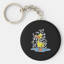 cute puddle duck in the rain keychains