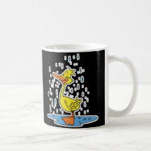 cute puddle duck in the rain mugs
