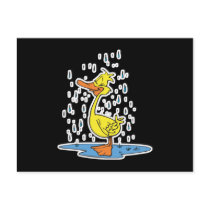 cute puddle duck in the rain postcard
