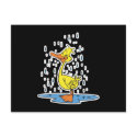 cute puddle duck in the rain postcards