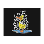 cute puddle duck in the rain postcards