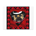 Cute Pug Valentine postcards