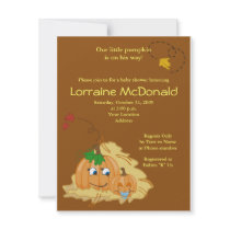 Cute Pumpkin Autumn Fall Baby Shower Invitation