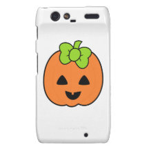 Cute Pumpkin Jack O' Lantern with Cute Bow Droid RAZR Covers
