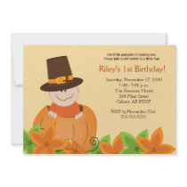 Cute Pumpkin Thanksgiving 5x7 Birthday Invitation