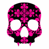 Cute punk goth fanged skull hot pink and black photo cut out