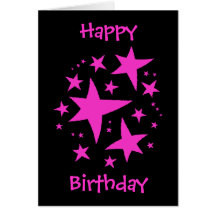 Cute punk hot pink stars birthday for girl card