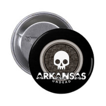 Cute Punk Skull Arkansas Button Dark