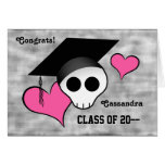 Cute punk skull graduation cards