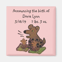 Cute Puppies Birth Announcement Fridge Magnets