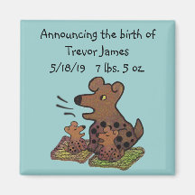 Cute Puppies Birth Announcement Magnet