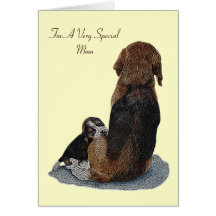 Cute puppy beagle and mom dog verse greeting card