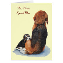 cute puppy beagle dog mom versed greeting card
