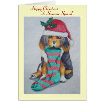 cute puppy dog illustration versed Christmas card