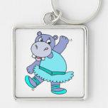 cute purple ballerina ballet hippo character keychain