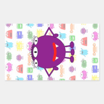 Cute Purple Cartoon Monster Rectangle Sticker