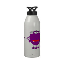 Cute Purple Cartoon Monster Water Bottles