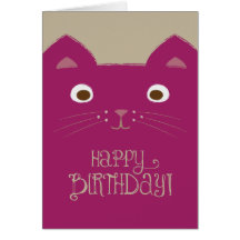 Cute Purple Cat Birthday Card