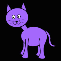 Cute Purple Cat. Cat Cartoon on Black. Cut Out