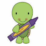 cute purple crayon turtle photo sculptures