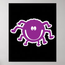 cute purple  fuzzy spider posters