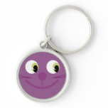 Cute Purple Happy Cartoon Cat Face keychains