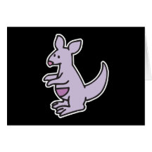 cute purple kangaroo greeting cards
