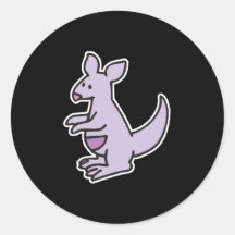 cute purple kangaroo round stickers