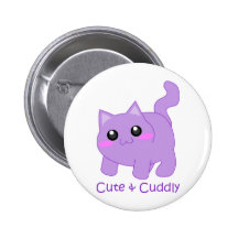 cute purple kitten pinback buttons