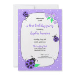 Cute Purple Ladybug Invitation