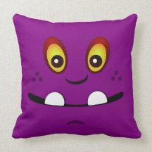 Cute Purple Monster Face w/ an Underbite Pillow