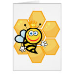 cute queen bee and beehive greeting cards