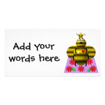 Cute queen bee on a quilt photo cards