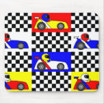 Cute Racing Print - Chequered with Red Blue Yellow