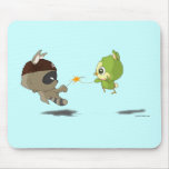 Cute Racoon Bird Fencing Cartoon Anime Mousepad