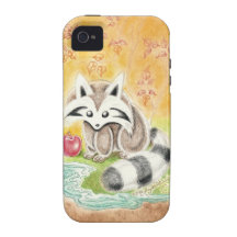 Cute racoon with red apple near pond Case-Mate iPhone 4 case
