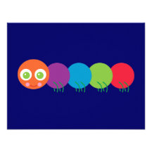 Cute Rainbow Caterpillar Custom Invitations