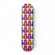 Cute Rainbow Matryoshka Owl Skateboard